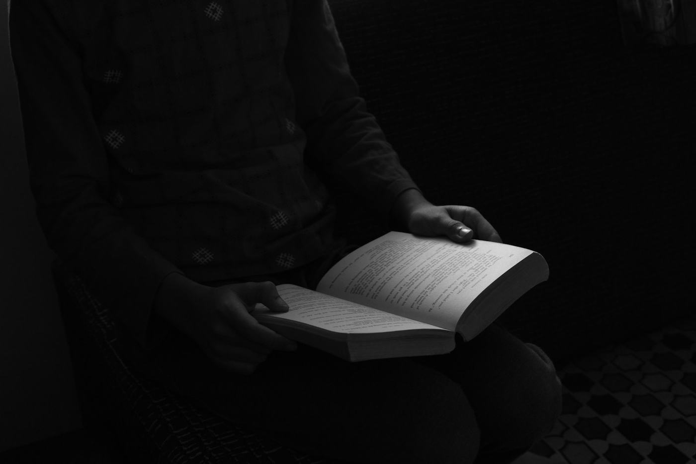 A person reading a book